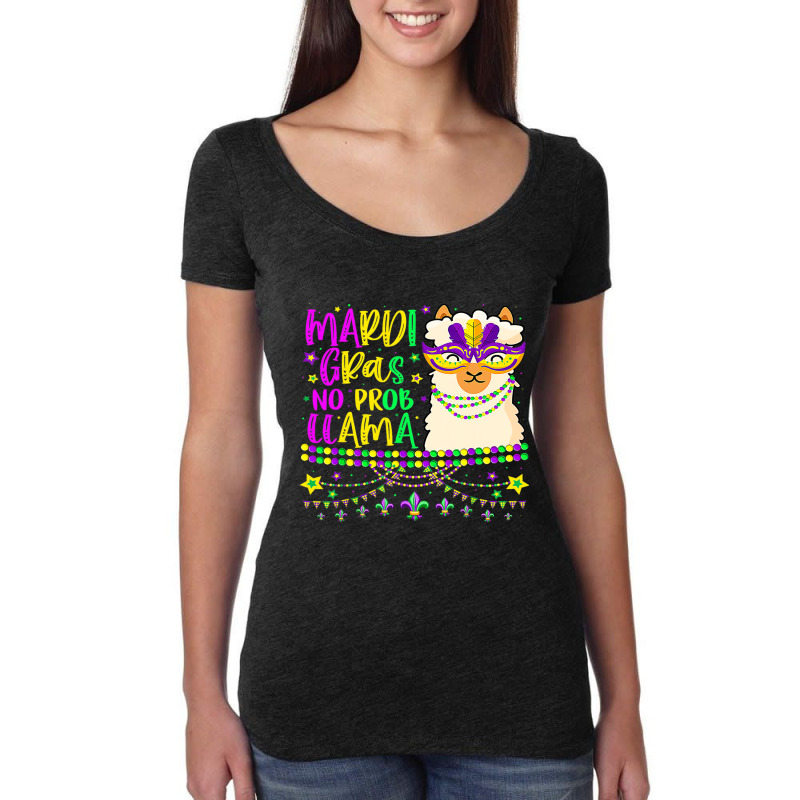 Mardi Gras No Prob Llama Carnival Mask Fat Tuesday Women's Triblend Scoop T-shirt by RILEYALLEN | Artistshot