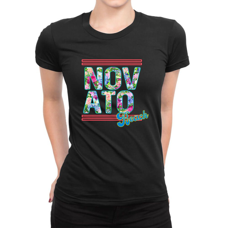 Neon Novato Beach Ladies Fitted T-Shirt by Bintang⭐⭐⭐ | Artistshot