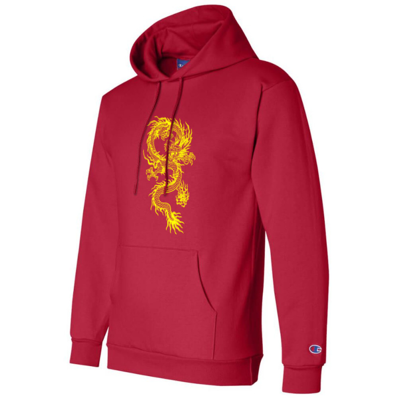 Yellow Chinese Dragon Champion Hoodie | Artistshot