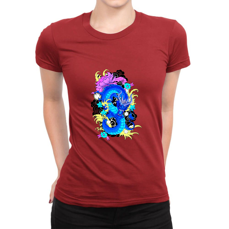 Cool Blue Dragon Ladies Fitted T-Shirt by In.Bella | Artistshot