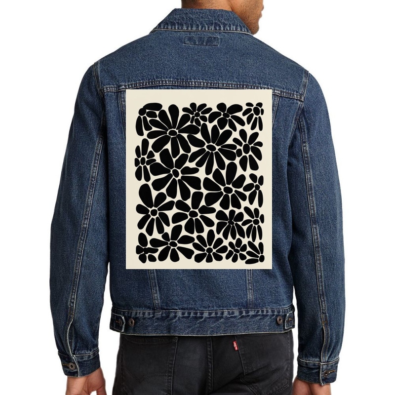 Black And White Retro Floral Art Print Men Denim Jacket by ronaldojon | Artistshot