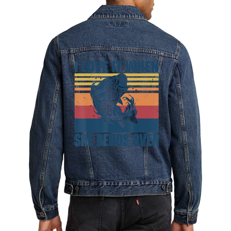 Vintage Bass Fishing Fisherman I Love It When She Men Denim Jacket by stidmanuks | Artistshot