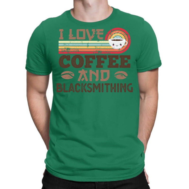 I Love Coffee And Blacksmithing Retro Sunset Gift T-Shirt by yazmiiciv0 | Artistshot