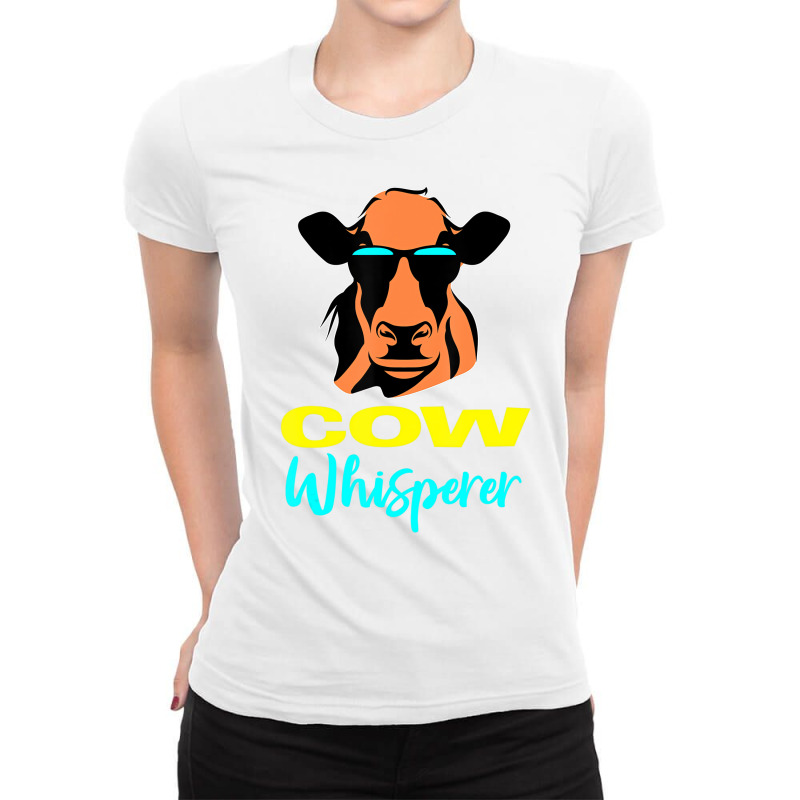 Cow Whisperer Gifts Farm Lovers Farmer Animal Cow Ladies Fitted T-Shirt by ravand | Artistshot