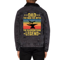 Vintage The Blacksmithing Legend Funny Fathers Day Unisex Sherpa-lined Denim Jacket | Artistshot