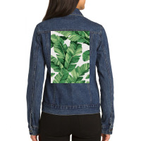 Tropical Banana Leaves Ladies Denim Jacket | Artistshot