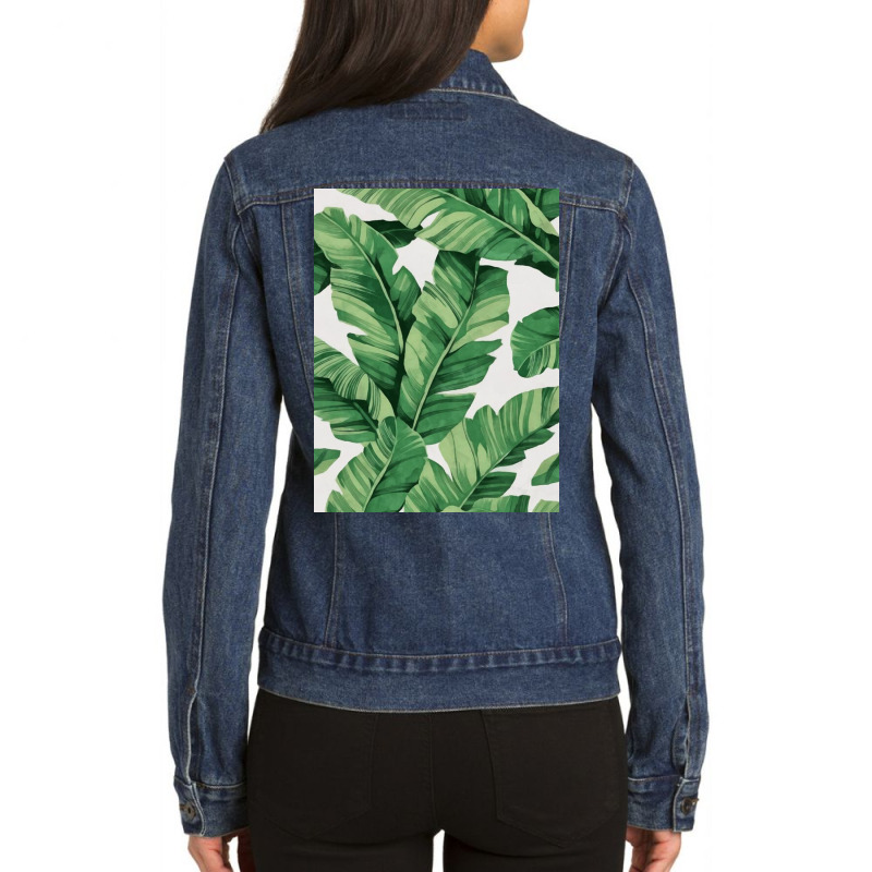 Tropical Banana Leaves Ladies Denim Jacket by rodneyjacks | Artistshot