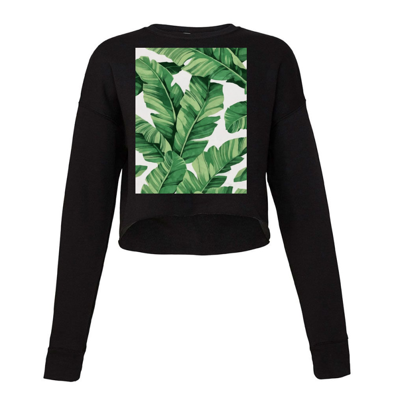 Tropical Banana Leaves Cropped Sweater by rodneyjacks | Artistshot