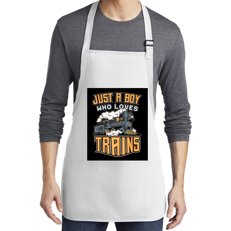 Just A Boy Who Loves Trains For Boys Medium-length Apron | Artistshot