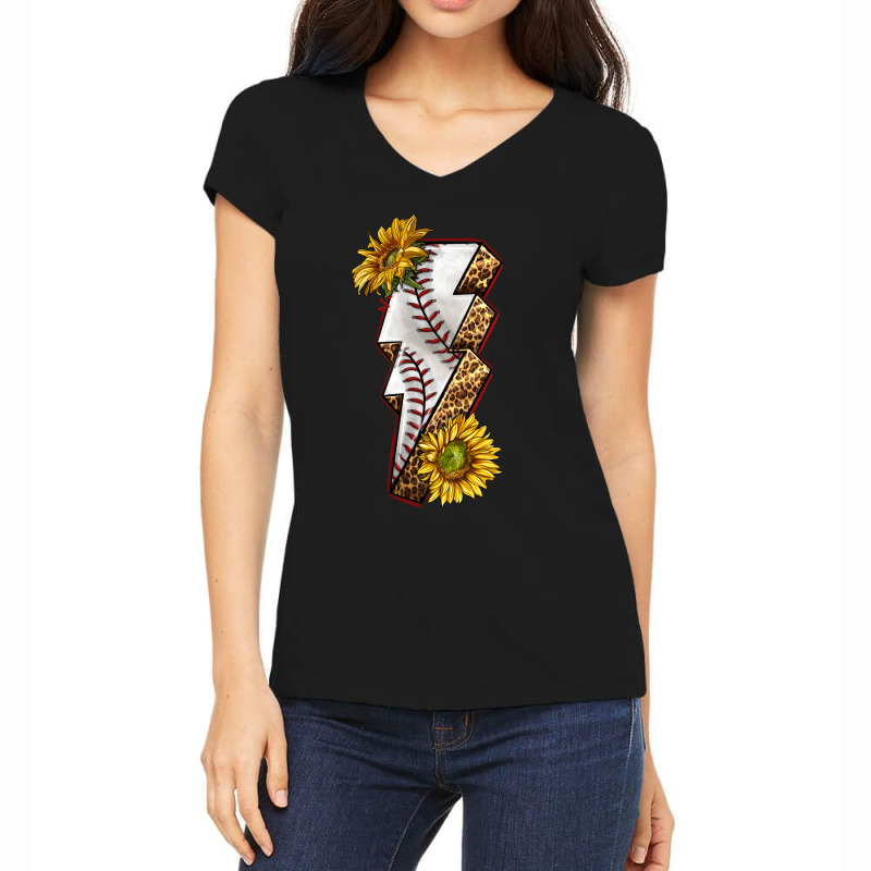 Sport Baseball  Lightning Bolt Women's V-Neck T-Shirt by enoddigitalart@gmail.com | Artistshot