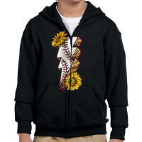 Sport Baseball  Lightning Bolt Youth Zipper Hoodie | Artistshot