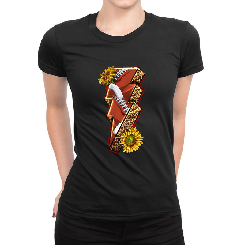 Sport Football  Lightning Bolt Ladies Fitted T-Shirt by enoddigitalart@gmail.com | Artistshot