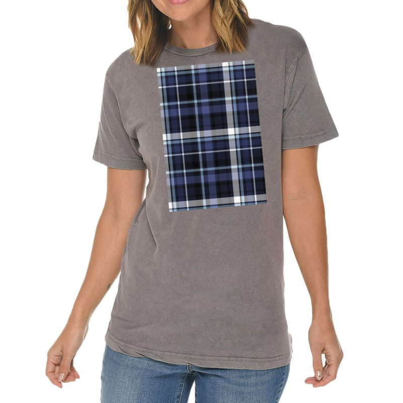 Blue And Grey Checks Vintage T-Shirt by heathybatevam | Artistshot