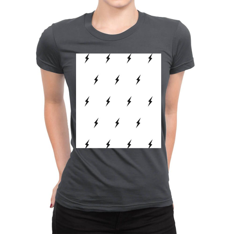 Black Lightning Bolt Pattern In White Ladies Fitted T-Shirt by morenpgowdru4 | Artistshot