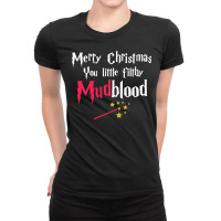 Coffee Spell In Wizarding World And Merry Happy Ch Ladies Fitted T-shirt | Artistshot