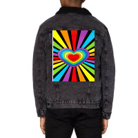 Pride Rainbow Heart 1 Unisex Sherpa-lined Denim Jacket | Artistshot