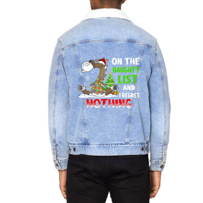 On The Naughty List And I Regret Nothing Horse Chr Unisex Sherpa-lined Denim Jacket | Artistshot