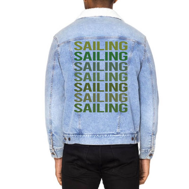 Green Text Sailing Sailor Green Unisex Sherpa-lined Denim Jacket | Artistshot