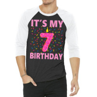 Sweet Donut It's My 7th Birthday Shirt 7 Yrs Old G 3/4 Sleeve Shirt | Artistshot