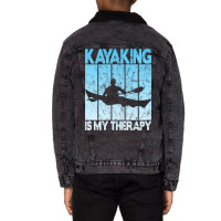 Kayaking Is My Therapy Summer Unisex Sherpa-lined Denim Jacket | Artistshot