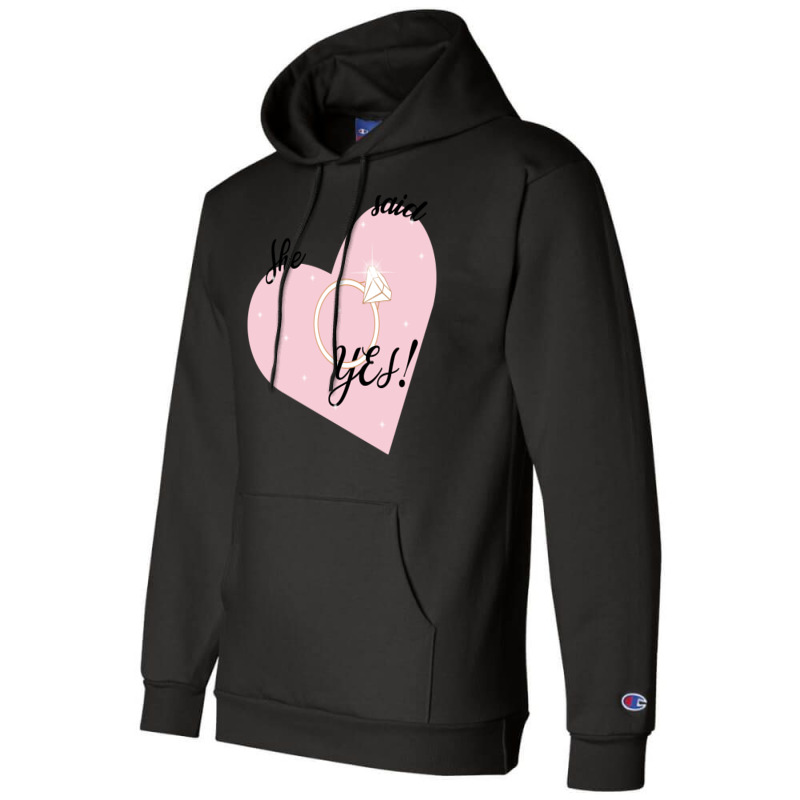 She Said Yes Bridal Heart Boy Champion Hoodie | Artistshot