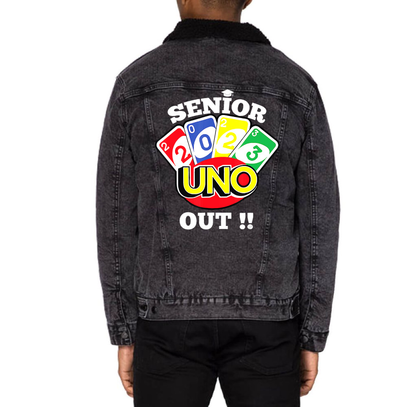 Senior 2023 Uno Out Funny Class Of 2023 Graduation Unisex Sherpa-lined Denim Jacket | Artistshot