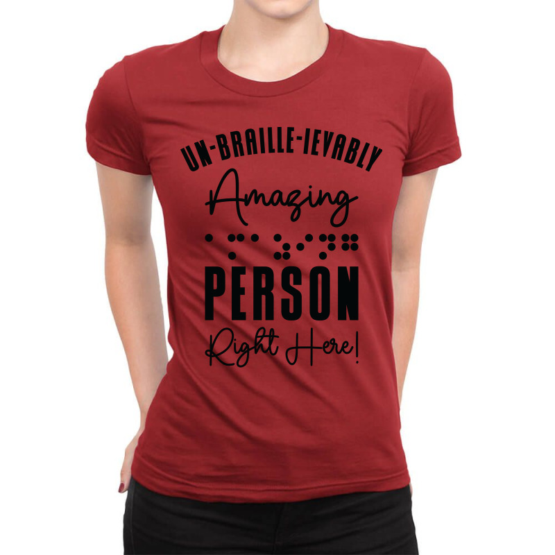 Braille Blind Blindness Awareness Visually Impaire Ladies Fitted T-Shirt by lenainplongo2 | Artistshot