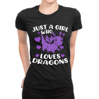 Just A Girl Who Loves Dragons Purple Cute Dragon L Ladies Fitted T-shirt | Artistshot