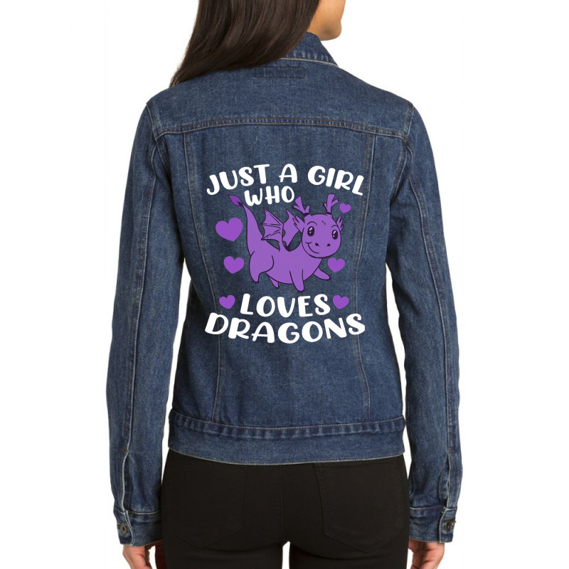 Just A Girl Who Loves Dragons Purple Cute Dragon L Ladies Denim Jacket by SCOTTALLENZ | Artistshot