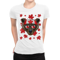 Canadian Bear T  Shirt Canadian Bear Patriotic Can Ladies Fitted T-shirt | Artistshot