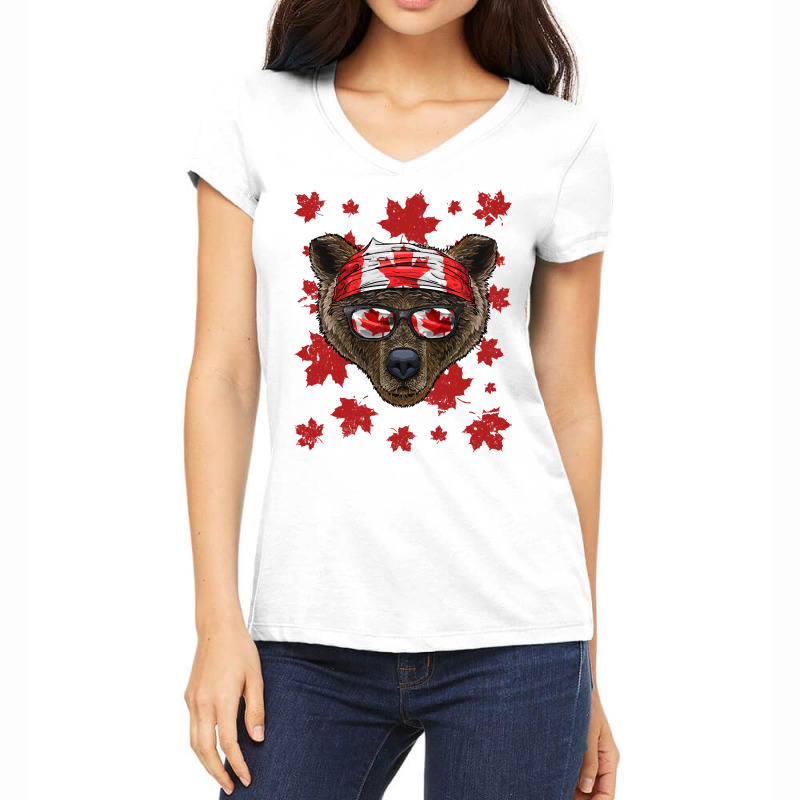 Canadian Bear T  Shirt Canadian Bear Patriotic Can Women's V-Neck T-Shirt by umurray372 | Artistshot