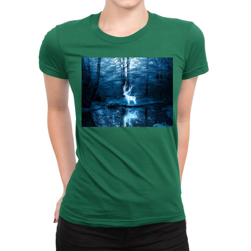 Deer Flores Ladies Fitted T-Shirt by soucenertic | Artistshot