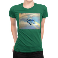 Flying Blue Car Ladies Fitted T-shirt | Artistshot