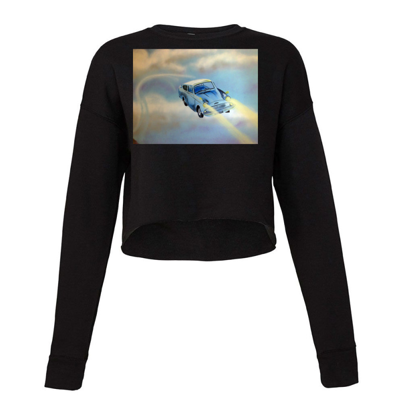 Flying Blue Car Cropped Sweater by soucenertic | Artistshot