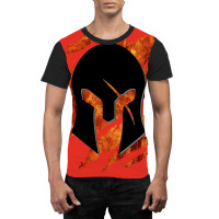 Spartan Helmet Fire Graphic T-shirt | Artistshot