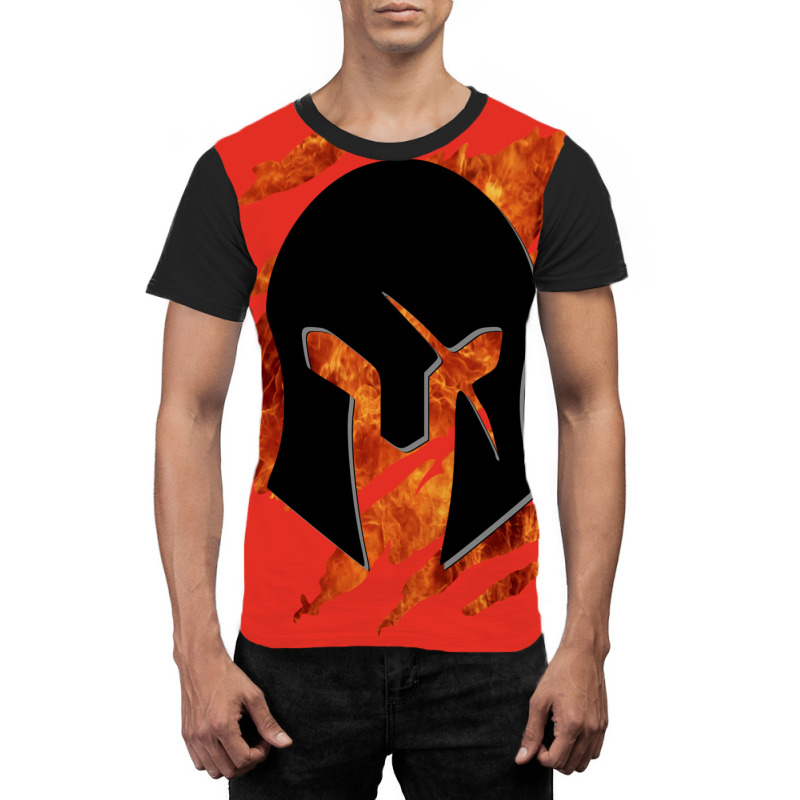 Spartan Helmet Fire Graphic T-shirt by ashdhacreanei | Artistshot