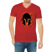 Spartan Helmet Fire V-neck Tee | Artistshot