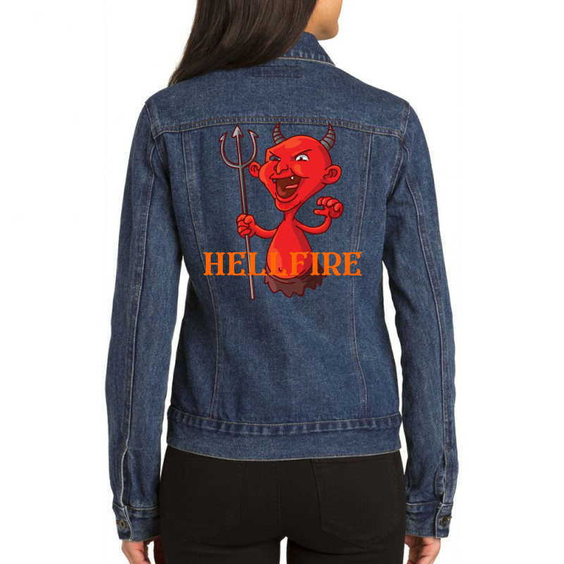 Satan Hell In To Fire Ladies Denim Jacket by adedelohey | Artistshot