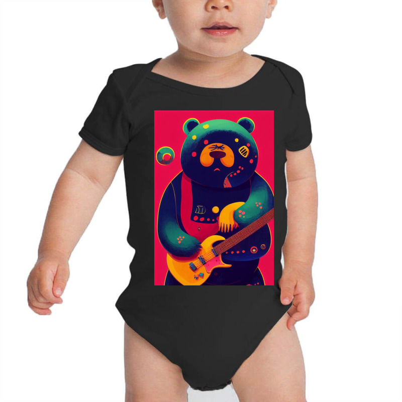 Heavy Metal Bear With Guitar Midjourney Baby Bodysuit by lindarice | Artistshot