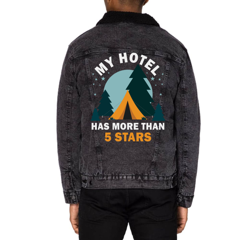 Camping Tents Nature Scouts Aesthetic Unisex Sherpa-lined Denim Jacket | Artistshot