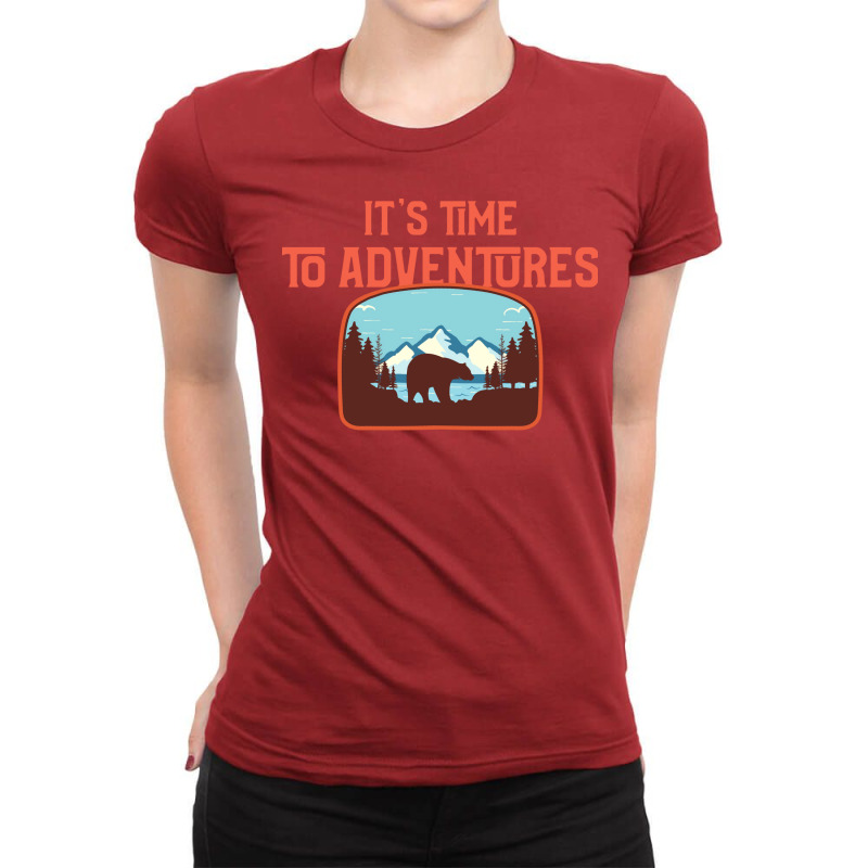 Its Time To Adventures Camping Ladies Fitted T-Shirt by hunyaameri2 | Artistshot