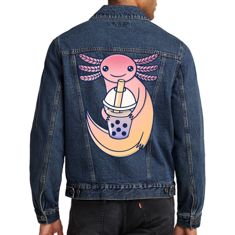 Cute Axolotl With Bubble Tea Tumblr Men Denim Jacket by lenainplongo2 | Artistshot