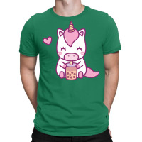 Cute Little Unicorn Loves Drinking Boba Tea Music T-shirt | Artistshot