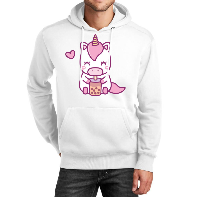 Cute Little Unicorn Loves Drinking Boba Tea Music Unisex Hoodie by lenainplongo2 | Artistshot