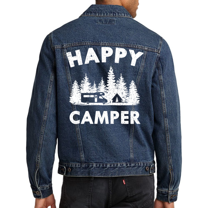 Happy Camper Motorhome Tent Forest Gift Trending Men Denim Jacket | Artistshot