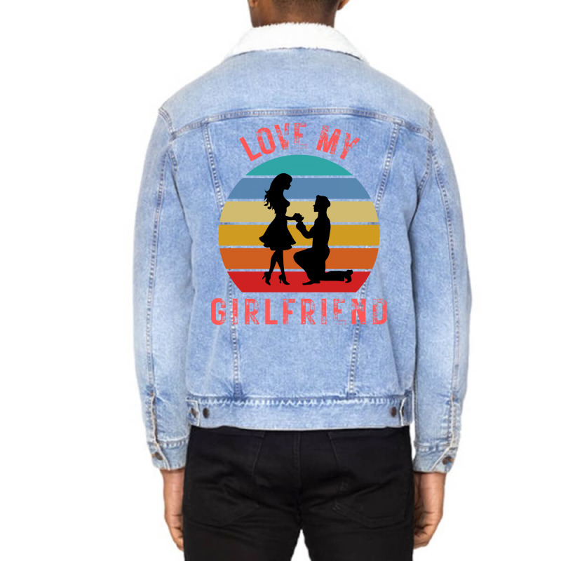 Love My Girlfriend 80s (1) Unisex Sherpa-Lined Denim Jacket by woelkelytjeb | Artistshot