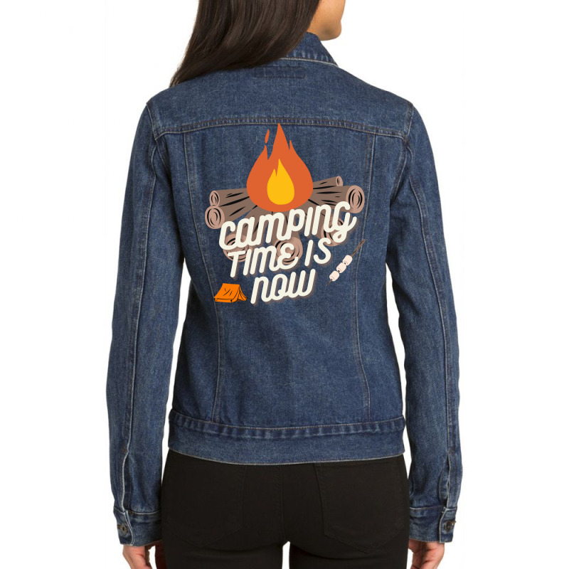 Camping Time Is Now Boy Ladies Denim Jacket by wspurtyteo | Artistshot