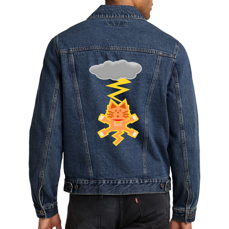 Cat Lightning Funny Men Denim Jacket by Reynaldo K Dennis | Artistshot