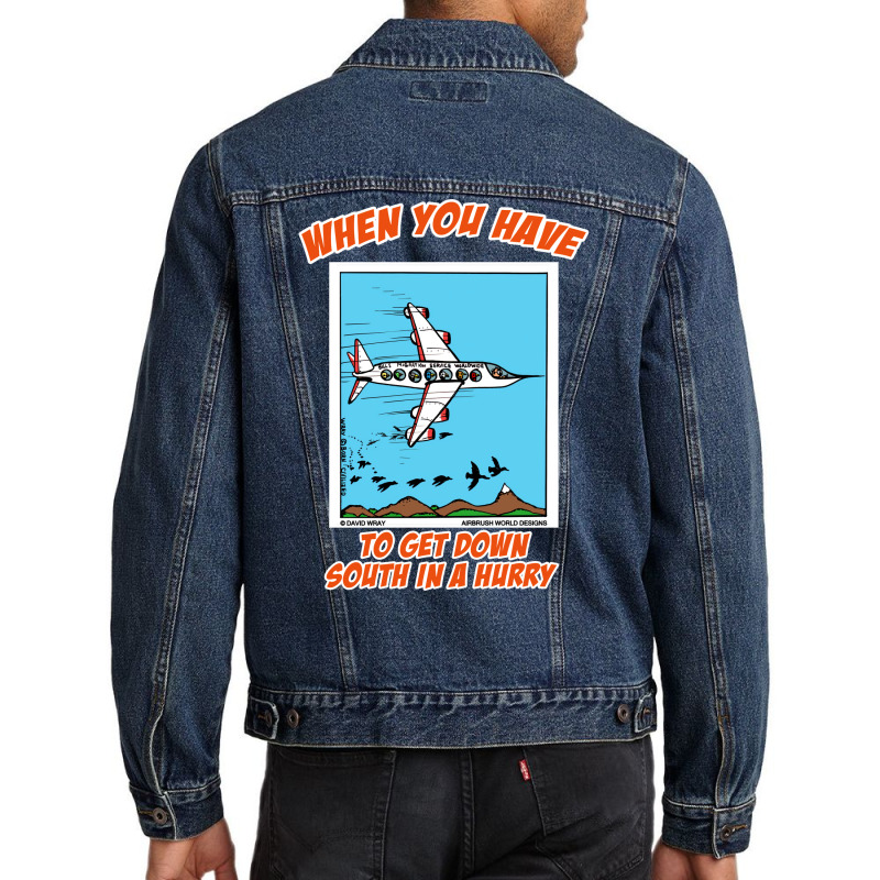 Bird Migration Service Airline Funny Animal Novelt Men Denim Jacket | Artistshot