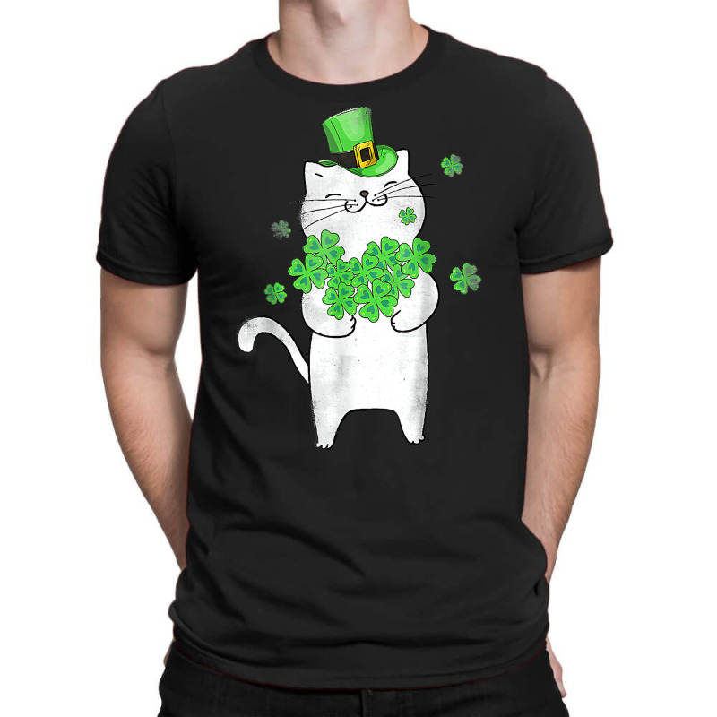 Cute Cat Lover Shamrock St Patricks Day Meowy Iris T-shirt | Artistshot